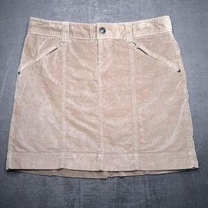 Athleta Skirt Womens 10 Beige Velvet Mini Casual Zip Button Utility Pockets
